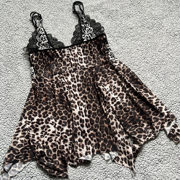 Avidlove Leopard Print Lace Babydoll Strap V Neck Lingerie Chemise - Picture 8 of 9